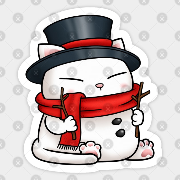 Christmas Snowman Cat Sticker by Takeda_Art